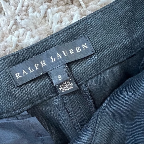 Ralph Lauren Black Label - Straight Leg Linen Black Pants w/ Button Detail - Picture 6 of 15